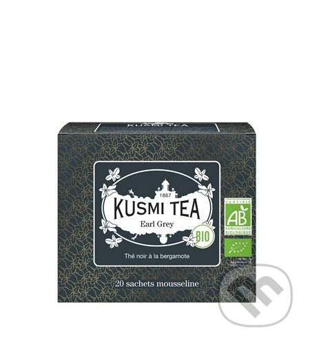 Kávy a čaje: Kusmi Tea Porciovaný čierny čaj Earl Grey Bio, 20 vrecúšok (Kusmi Tea). Kusmi Tea, 2024 Kávy a čaje: Kusmi Tea Porciovaný čierny čaj Earl Grey Bio, 20 vrecúšok (Kusmi Tea). Kusmi Tea, 2024