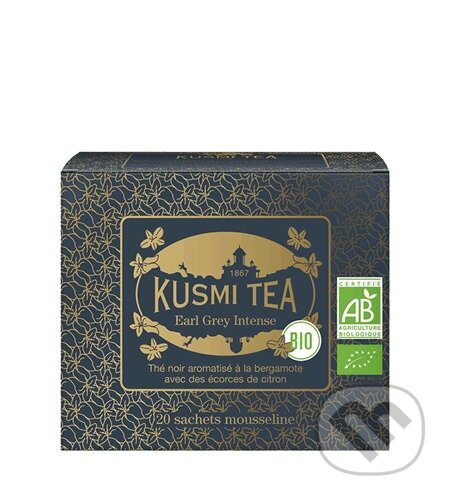 Kávy a čaje: Kusmi Tea Porciovaný čierny čaj Earl Grey Intense Bio, 20 vrecúšok (Kusmi Tea). Kusmi Tea, 2024 Kávy a čaje: Kusmi Tea Porciovaný čierny čaj Earl Grey Intense Bio, 20 vrecúšok (Kusmi Tea). Kusmi Tea, 2024