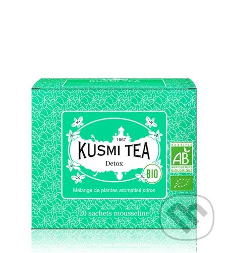 Kávy a čaje: Kusmi Tea Porciovaný bylinný čaj Detox Bio, 20 vrecúšok (Kusmi Tea). Kusmi Tea, 2024 Kávy a čaje: Kusmi Tea Porciovaný bylinný čaj Detox Bio, 20 vrecúšok (Kusmi Tea). Kusmi Tea, 2024