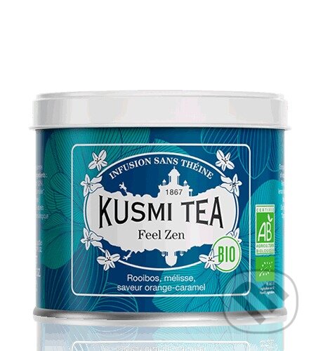 Kávy a čaje: Kusmi Tea Sypaný bylinný čaj Feel Zen Bio, kovová dóza 100 g (Kusmi Tea). Kusmi Tea, 2024 Kávy a čaje: Kusmi Tea Sypaný bylinný čaj Feel Zen Bio, kovová dóza 100 g (Kusmi Tea). Kusmi Tea, 2024