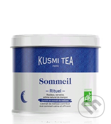 Kávy a čaje: Kusmi Tea Sypaný bylinný čaj pre kvalitný spánok Sleep Ritual, kovová dóza 100 g (Kusmi Tea). Kusmi Tea, 2024 Kávy a čaje: Kusmi Tea Sypaný bylinný čaj pre kvalitný spánok Sleep Ritual, kovová dóza 100 g (Kusmi Tea). Kusmi Tea, 2024