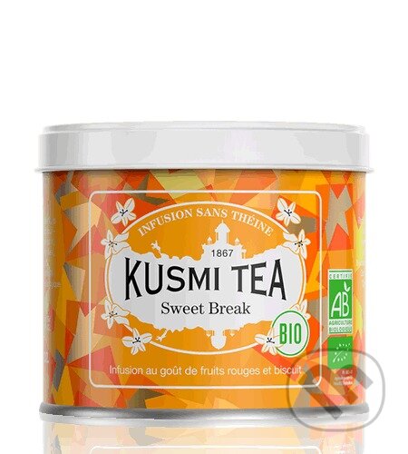 Kávy a čaje: Kusmi Tea Sypaný bylinný čaj Sweet Break Bio, kovová dóza 100 g (Kusmi Tea). Kusmi Tea, 2024 Kávy a čaje: Kusmi Tea Sypaný bylinný čaj Sweet Break Bio, kovová dóza 100 g (Kusmi Tea). Kusmi Tea, 2024