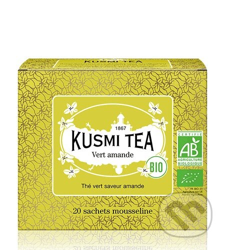 Kávy a čaje: Kusmi Tea Porciovaný zelený čaj Green Almonnd Bio, 20 sáčkov (Kusmi Tea). Kusmi Tea, 2024 Kávy a čaje: Kusmi Tea Porciovaný zelený čaj Green Almonnd Bio, 20 sáčkov (Kusmi Tea). Kusmi Tea, 2024