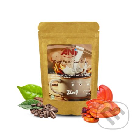 Kávy a čaje: Reishi Latte 2v1 instantná káva 100g (Ani). Ani, 2017 Kávy a čaje: Reishi Latte 2v1 instantná káva 100g (Ani). Ani, 2017