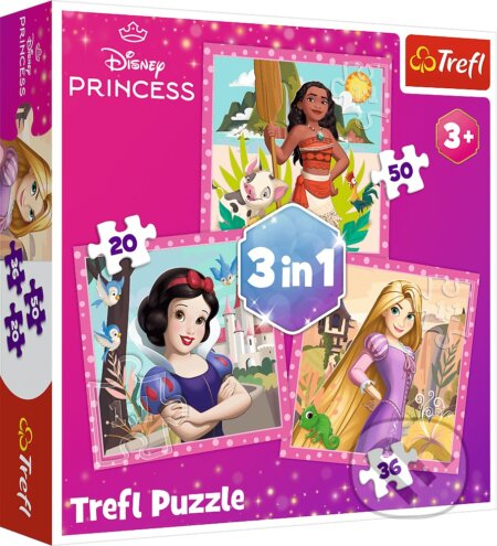 Puzzle: Disney princezny: Vaina, Locika a Sněhurka/3v1 (Trefl). Trefl, 2024 Puzzle: Disney princezny: Vaina, Locika a Sněhurka/3v1 (Trefl). Trefl, 2024