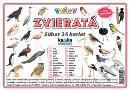 Kniha: Súbor 24 kariet - Zvieratá (vtáky) (Kupka). Kupka, 2017 Kniha: Súbor 24 kariet - Zvieratá (vtáky) (Kupka). Kupka, 2017