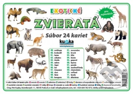 Kniha: Súbor 24 kariet - Zvieratá (exotické) (Kupka). Kupka, 2017 Kniha: Súbor 24 kariet - Zvieratá (exotické) (Kupka). Kupka, 2017