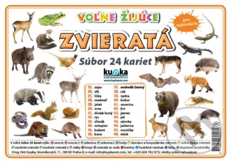 Kniha: Súbor 24 kariet - Zvieratá (voľne žijúce) (Kupka). Kupka, 2017 Kniha: Súbor 24 kariet - Zvieratá (voľne žijúce) (Kupka). Kupka, 2017