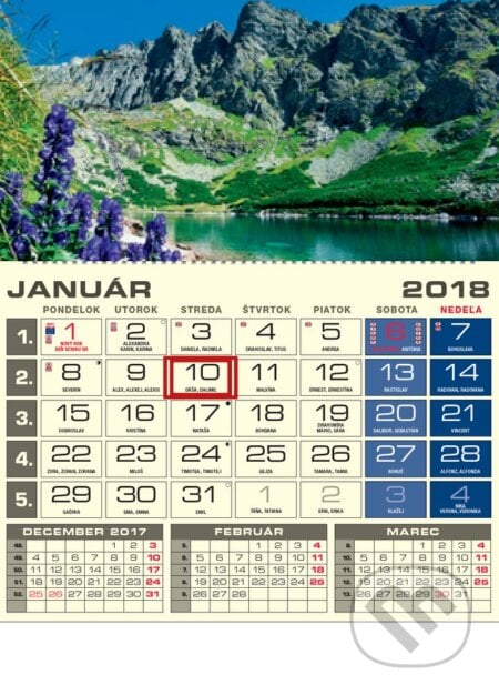 Luxus 4-mesačný mini kalendár 2018 s motívom štyroch ročných období, Spektrum grafik, 2017