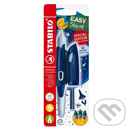 Ergonomické plnicí pero pro leváky s hrotem A - STABILO EASYbirdy 3D DreamWorld, modrá, blistr (STABILO). STABILO Ergonomické plnicí pero pro leváky s hrotem A - STABILO EASYbirdy 3D DreamWorld, modrá, blistr (STABILO). STABILO