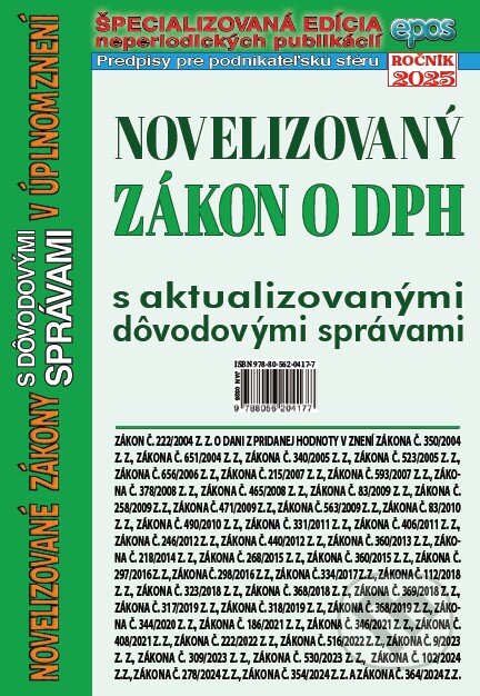 Kniha: Novelizovaný zákon o DPH (Epos). Epos, 2025 Kniha: Novelizovaný zákon o DPH (Epos). Epos, 2025