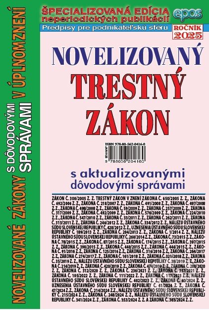 Kniha: Novelizovaný Trestný zákon (Epos). Epos, 2025 Kniha: Novelizovaný Trestný zákon (Epos). Epos, 2025