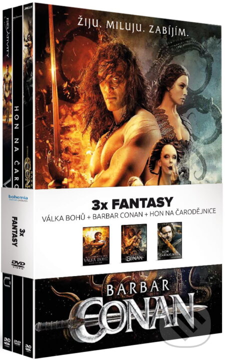 Film: Fantasy: Barbar Conan 2011 + Válka Bohu + Hon na čarodějnice (Bohemia Motion Pictures, a.s.) (DVD). Bohemia Motion Pictures, a.s., 2019 Film: Fantasy: Barbar Conan 2011 + Válka Bohu + Hon na čarodějnice (Bohemia Motion Pictures, a.s.) (DVD). Bohemia Motion Pictures, a.s., 2019