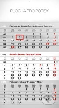 Štandard šedý 3mesačný - nástenný kalendár 2017, Presco Group, 2015