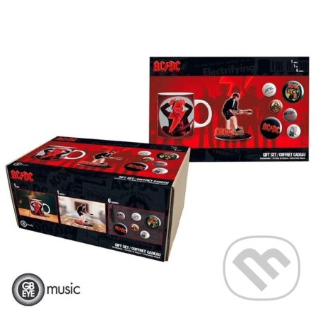 AC/DC Darčekový set (Hrnček, Figúrka, Set odznáčků) (ABYstyle). ABYstyle, 2025 AC/DC Darčekový set (Hrnček, Figúrka, Set odznáčků) (ABYstyle). ABYstyle, 2025