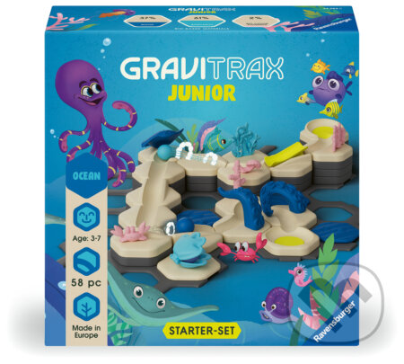 Společenská hra: GraviTrax Junior Oceán (Startovní sada) (Ravensburger). Ravensburger, 2025 Společenská hra: GraviTrax Junior Oceán (Startovní sada) (Ravensburger). Ravensburger, 2025