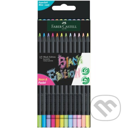 Pastelky Black Edition set 12 pastelové + neónové (Faber-Castell). Faber-Castell Pastelky Black Edition set 12 pastelové + neónové (Faber-Castell). Faber-Castell