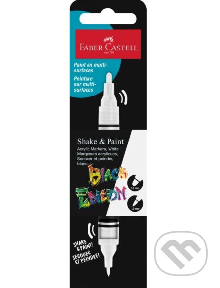 Akrylové popisovače Black Edition Shake&Paint, biela (Faber-Castell). Faber-Castell Akrylové popisovače Black Edition Shake&Paint, biela (Faber-Castell). Faber-Castell