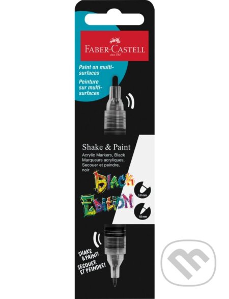 Akrylové popisovače Black Edition Shake&Paint, čierna (Faber-Castell). Faber-Castell Akrylové popisovače Black Edition Shake&Paint, čierna (Faber-Castell). Faber-Castell