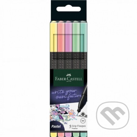 Popisovače Grip Finepen; 0,4 mm, 5 ks farebné pastelové (Faber-Castell). Faber-Castell Popisovače Grip Finepen; 0,4 mm, 5 ks farebné pastelové (Faber-Castell). Faber-Castell