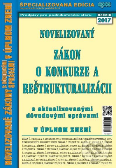 Kniha: Novelizovaný Zákon o konkurze a reštrukturalizácii (Epos). Epos, 2017 Kniha: Novelizovaný Zákon o konkurze a reštrukturalizácii (Epos). Epos, 2017