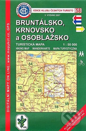Kniha: KČT 58 - Bruntálsko, Krnovsko a Osoblažsko (Klub českých turistů). Klub českých turistů, 2007 Kniha: KČT 58 - Bruntálsko, Krnovsko a Osoblažsko (Klub českých turistů). Klub českých turistů, 2007