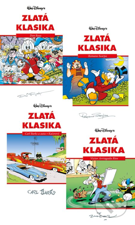 Kniha: Disney: Zlatá klasika 1-4 (kolekce) (Don Rosa, Romano Scarpa, Carl Barks a Victor Arriagada Rios). Egmont ČR Kniha: Disney: Zlatá klasika 1-4 (kolekce) (Don Rosa, Romano Scarpa, Carl Barks a Victor Arriagada Rios). Egmont ČR