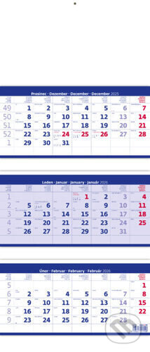 Tříměsíční kalendář skládaný modrý 2026 - nástěnný kalendář (Helma). Helma, 2025 Tříměsíční kalendář skládaný modrý 2026 - nástěnný kalendář (Helma). Helma, 2025