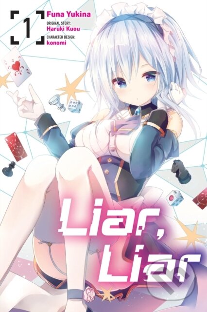 Kniha: Liar, Liar, Vol. 1 (manga) (Amethyst Xuan, Haruki Kuou, Kevin Gifford a Funa Yukina). Yen Press, 2025 Kniha: Liar, Liar, Vol. 1 (manga) (Amethyst Xuan, Haruki Kuou, Kevin Gifford a Funa Yukina). Yen Press, 2025