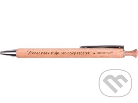 Dřevěná propiska "Konec neexistuje. Jen nový začátek" (Sri Chinmoy). Madal Bal, 2025 Dřevěná propiska "Konec neexistuje. Jen nový začátek" (Sri Chinmoy). Madal Bal, 2025