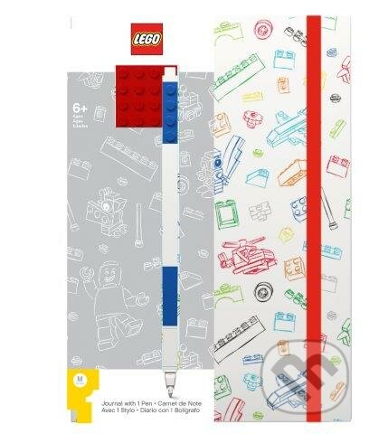 LEGO Zápisník A5 s modrým perom - biely, červená doštička 4x4, LEGO, 2018