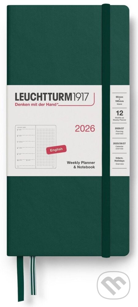 Weekly Planner & Notebook 2026 Wallet (B6+ x A6) Forest Green - tečkovaný (Leuchtturm1917). Leuchtturm1917, 2025 Weekly Planner & Notebook 2026 Wallet (B6+ x A6) Forest Green - tečkovaný (Leuchtturm1917). Leuchtturm1917, 2025