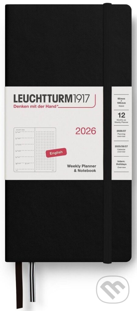 Weekly Planner & Notebook 2026 Wallet (B6+ x A6) Black - tečkovaný (Leuchtturm1917). Leuchtturm1917, 2025 Weekly Planner & Notebook 2026 Wallet (B6+ x A6) Black - tečkovaný (Leuchtturm1917). Leuchtturm1917, 2025