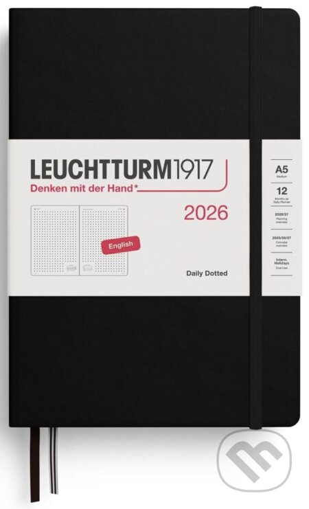 Daily Planner 2026 Medium (A5) Black - tečkovaný (Leuchtturm1917). Leuchtturm1917, 2025 Daily Planner 2026 Medium (A5) Black - tečkovaný (Leuchtturm1917). Leuchtturm1917, 2025