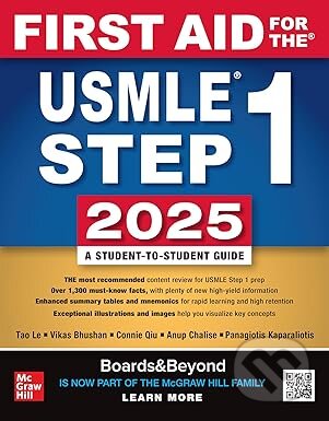 Kniha: First Aid for the USMLE Step 1 2025 (Anup Chalise, Vikas Bhushan, Tao Le, Panagiotis Kaparaliotis a Connie Qiu). McGraw-Hill, 2025 Kniha: First Aid for the USMLE Step 1 2025 (Anup Chalise, Vikas Bhushan, Tao Le, Panagiotis Kaparaliotis a Connie Qiu). McGraw-Hill, 2025