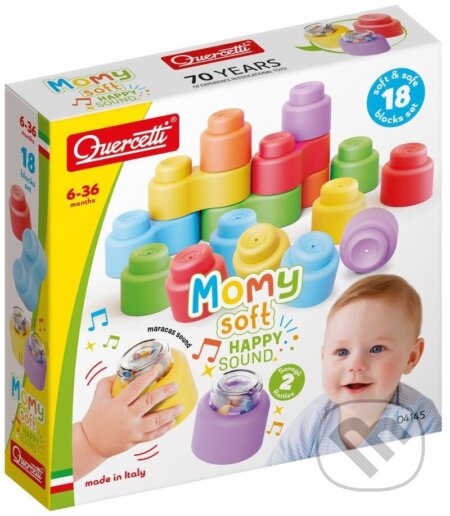 Společenská hra: Momy Soft Happy Sound - mäkké kocky + 2 zvukové kocky - 18 ks (Quercetti). Quercetti, 2025 Společenská hra: Momy Soft Happy Sound - mäkké kocky + 2 zvukové kocky - 18 ks (Quercetti). Quercetti, 2025