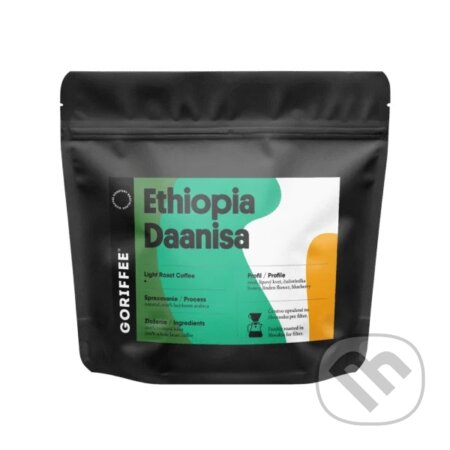 Kávy a čaje: Ethiopia Daanisa natural Ligh roast (Goriffee). Goriffee, 2025 Kávy a čaje: Ethiopia Daanisa natural Ligh roast (Goriffee). Goriffee, 2025