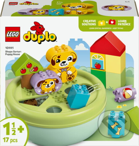 Spoločenská hra: LEGO® DUPLO® 10441 Triedenie tvarov: Domček pre šteniatka (LEGO). LEGO, 2025 Spoločenská hra: LEGO® DUPLO® 10441 Triedenie tvarov: Domček pre šteniatka (LEGO). LEGO, 2025