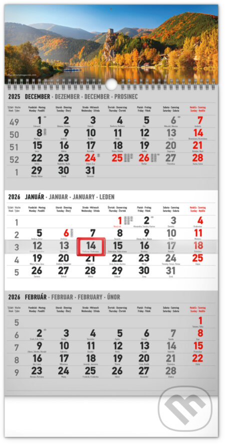 NOTIQUE Nástenný kalendár 3-mesačný Krajina 2026 - sivý (Notique). Notique, 2025 NOTIQUE Nástenný kalendár 3-mesačný Krajina 2026 - sivý (Notique). Notique, 2025