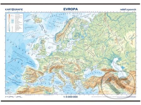 Kniha: Evropa - reliéf a povrch 1:5 000 000 (Kartografie Praha). Kartografie Praha, 2025 Kniha: Evropa - reliéf a povrch 1:5 000 000 (Kartografie Praha). Kartografie Praha, 2025