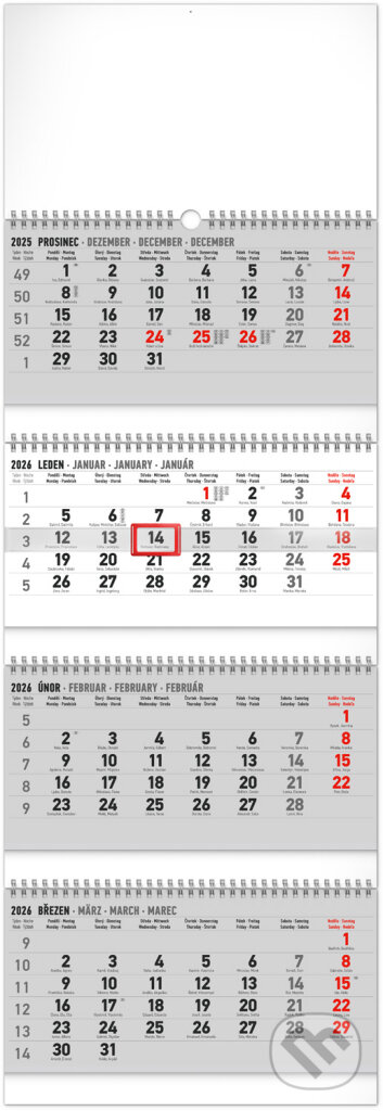 NOTIQUE Nástěnný kalendář 4měsíční standard skládací 2026 (Notique). Notique, 2025 NOTIQUE Nástěnný kalendář 4měsíční standard skládací 2026 (Notique). Notique, 2025