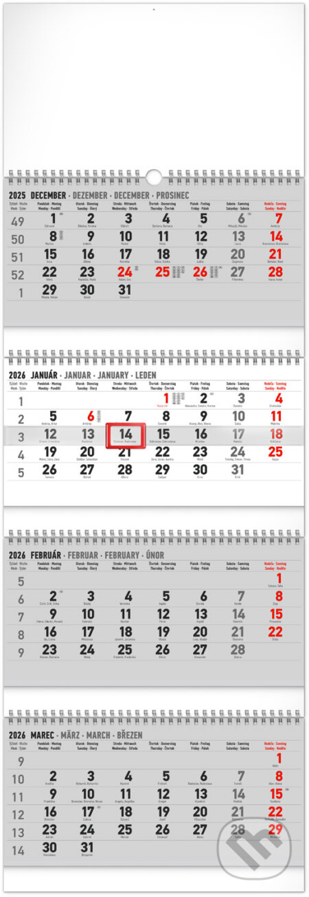 NOTIQUE Nástenný kalendár 4-mesačný štandard skladací 2026 (Notique). Notique, 2025 NOTIQUE Nástenný kalendár 4-mesačný štandard skladací 2026 (Notique). Notique, 2025