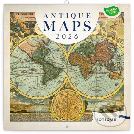 NOTIQUE Nástenný poznámkový kalendár Antique maps (Staré mapy) 2026 (Notique). Notique, 2025 NOTIQUE Nástenný poznámkový kalendár Antique maps (Staré mapy) 2026 (Notique). Notique, 2025