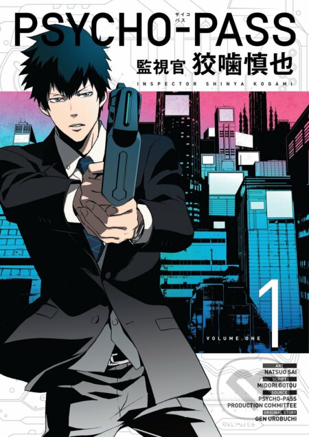 Kniha: Psycho-pass: Inspector Shinya Kogami Volume 1 (Midori Gotu a Natsuo Sai). Dark Horse, 2016 Kniha: Psycho-pass: Inspector Shinya Kogami Volume 1 (Midori Gotu a Natsuo Sai). Dark Horse, 2016