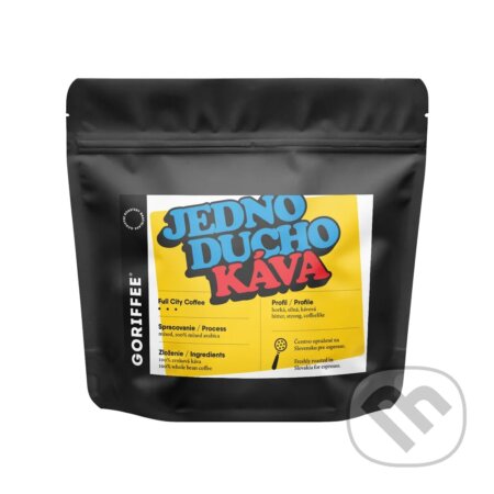 Kávy a čaje: Jednoducho káva espresso blend (Goriffee). Goriffee, 2025 Kávy a čaje: Jednoducho káva espresso blend (Goriffee). Goriffee, 2025