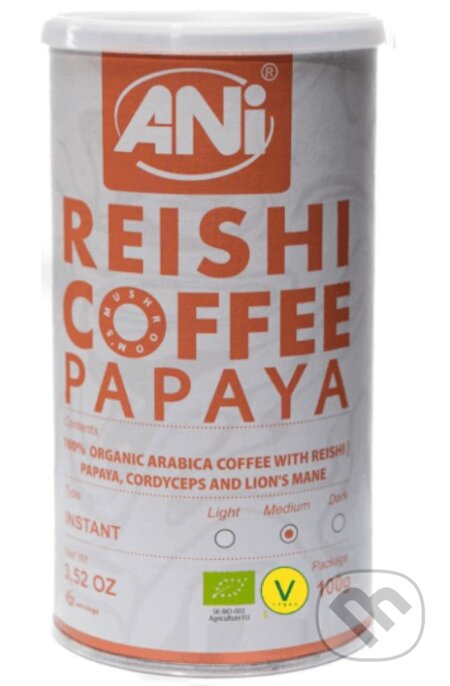 Kávy a čaje: Papaya Reishi BIO instantná káva plechovka (Ani). Ani Kávy a čaje: Papaya Reishi BIO instantná káva plechovka (Ani). Ani