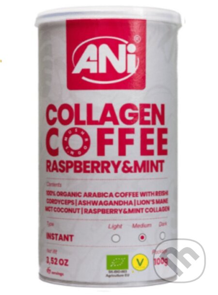 Kávy a čaje: Kolagén Raspberry&Mint instantná káva plechovka (Ani). Ani Kávy a čaje: Kolagén Raspberry&Mint instantná káva plechovka (Ani). Ani