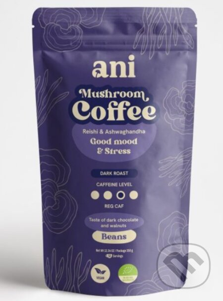 Kávy a čaje: ANi Mushroom Coffee Good mood & Stress - zrnková káva (Ani). Ani Kávy a čaje: ANi Mushroom Coffee Good mood & Stress - zrnková káva (Ani). Ani