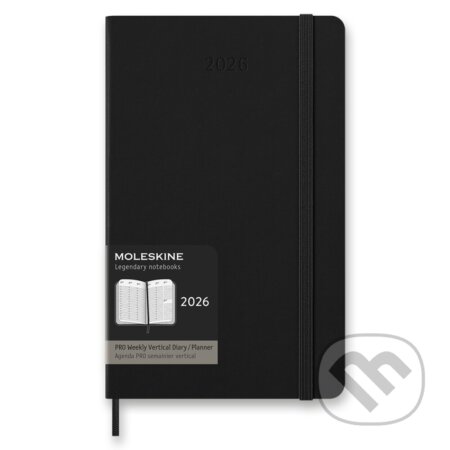 Moleskine – 12-mesačný týždenný vertikálny diár PRO 2026 - čierny (Moleskine). Moleskine, 2025 Moleskine – 12-mesačný týždenný vertikálny diár PRO 2026 - čierny (Moleskine). Moleskine, 2025