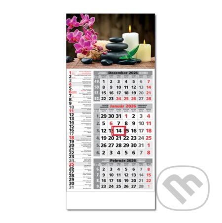 Štandard 3-mesačný kombinovaný nástenný kalendár 2026 - sviečky (Spektrum grafik). Spektrum grafik, 2025 Štandard 3-mesačný kombinovaný nástenný kalendár 2026 - sviečky (Spektrum grafik). Spektrum grafik, 2025